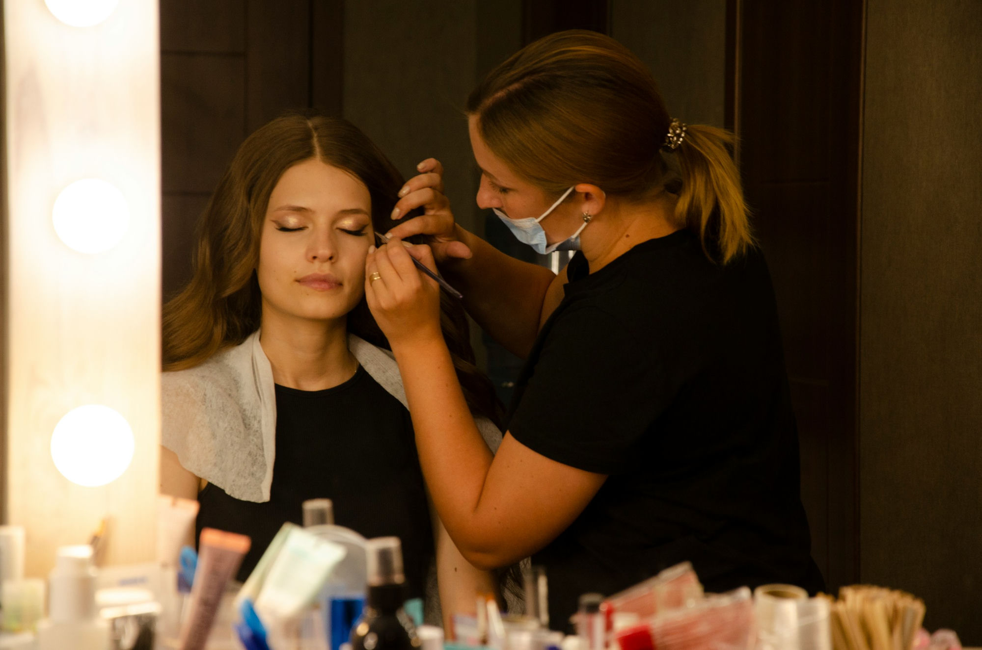 A client having her makeup done at SB Beauty Salon, Dallas